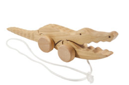 Krokodyl z drewna na sznurku