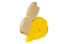 Ozdobny królik z drewna - żółty
