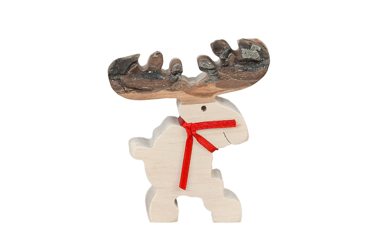 Renifer z drewna - oryginalna ozdoba, bombka na choinkę bożonarodzeniową