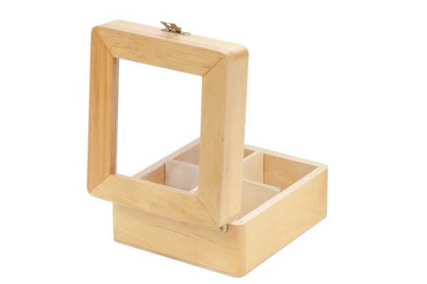 Ozdobne pudełko, herbaciarka z drewna z oknem