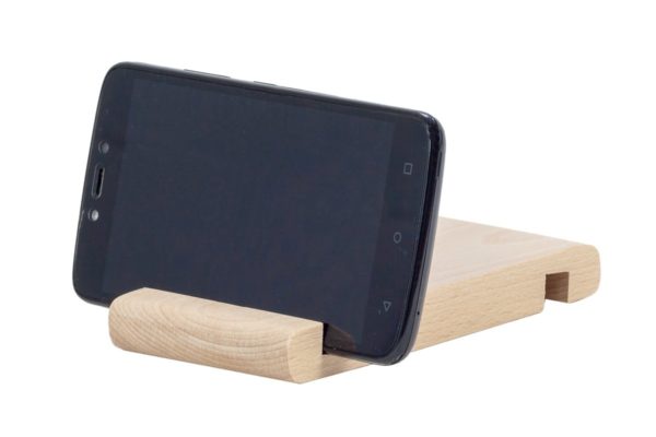 Drewniana podstawka pod telefon, tablet