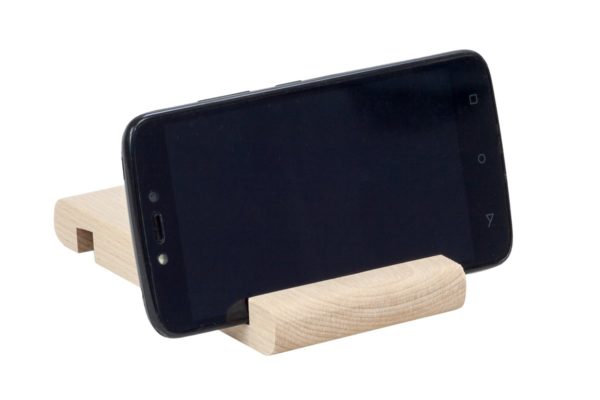 Drewniana podstawka pod telefon, tablet