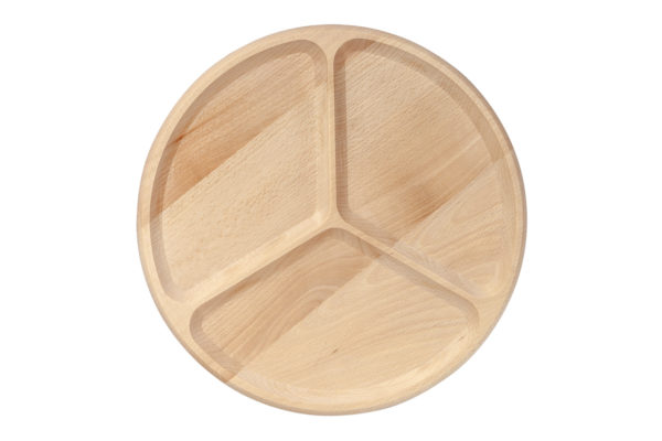 Drewniany półmisek, talerz dzielony na 3 części
