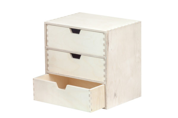 Drewniany organizer, przybornik, 3 szuflady pionowo