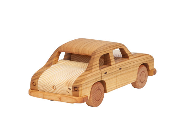 Duży, drewniany model auta "Syrena"