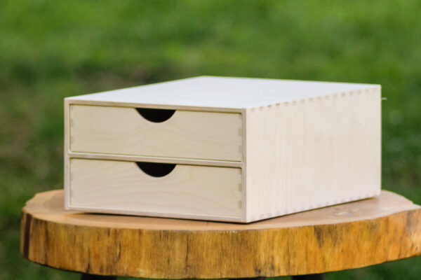 Organizer z drewna, dwie szuflady